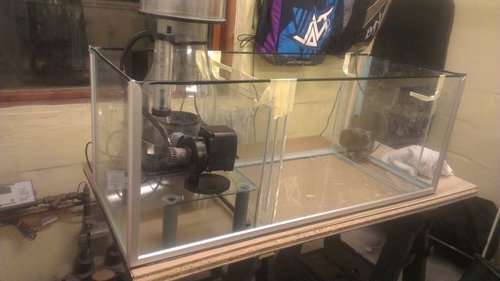 IMAG0252.jpg (32.9 KiB) Vist 5285 gange Så skulle der bygges sump, skummeren skulle stå i 19 cm. vand, så der skulle lige bruges lidt glas til at prøve sig frem og tilbage for at få den rette højde (godt naboen ikke skal bruge sit drivhus sådan lige med det samme) ;)