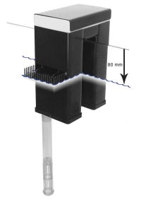 Tunze<br />The outlet 1074/2 does not require a borehole in the glass, and thus can be retrofitted. Even after an interruption of the recirculation pump, it will continue to operate. In combination with the outlet hose and fittings 1075/2, the outlet can be us