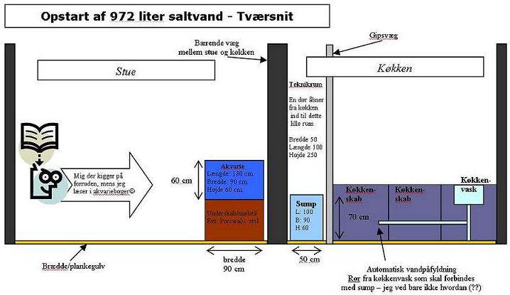Opstart af 972 liter saltvand - tværsnit