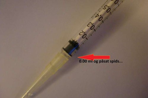 Stempel ud for 0.00 ml
