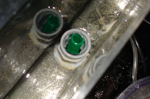 Overløb med PVC, slange og 12/16 silikone slange inden i...