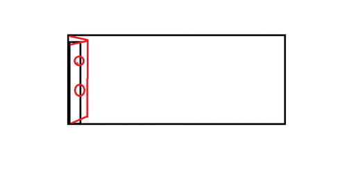 Set fra siden, hvor man kan se de to huller til pumperne. Der er to huller i hver side af væggen.